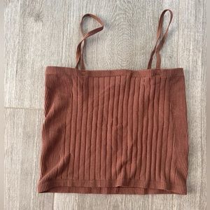 Brown stretchy crop tank top